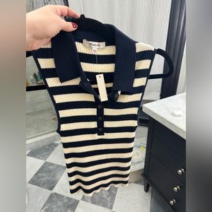 Striped sleeveless polo sweater